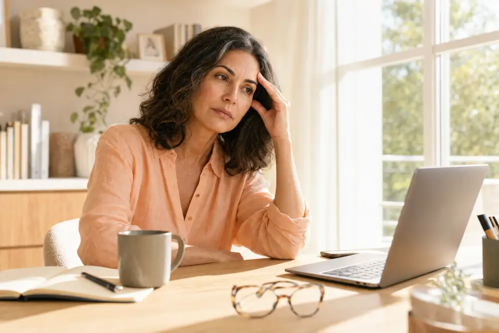 Woman struggling to focus during the day